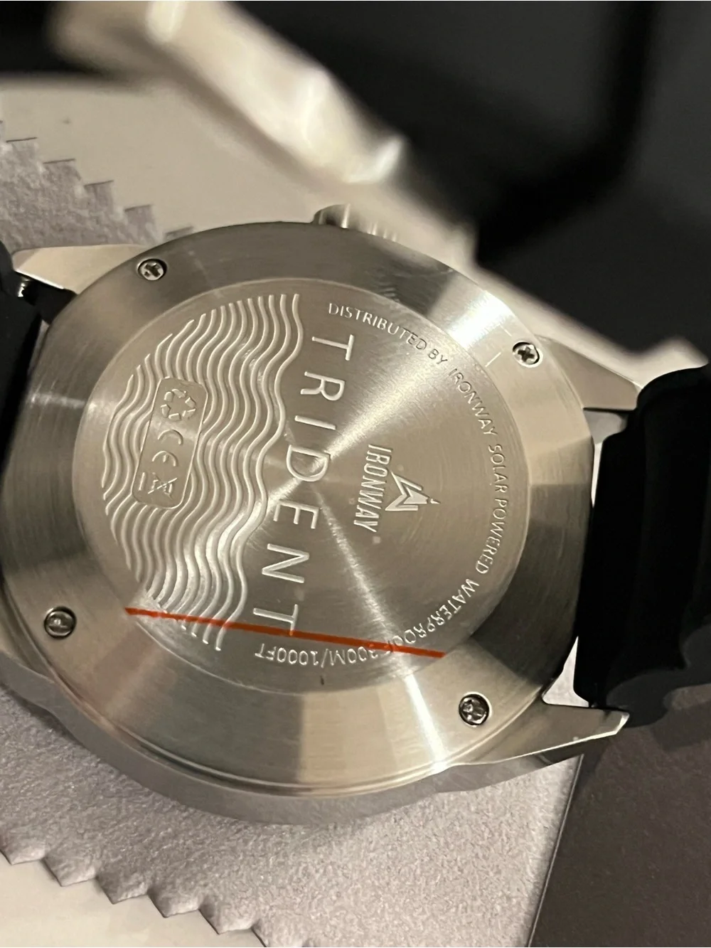IronWay Trident 300 Solar Powered Quartz 30ATM Dive Watch Black Rubber Strap NWT